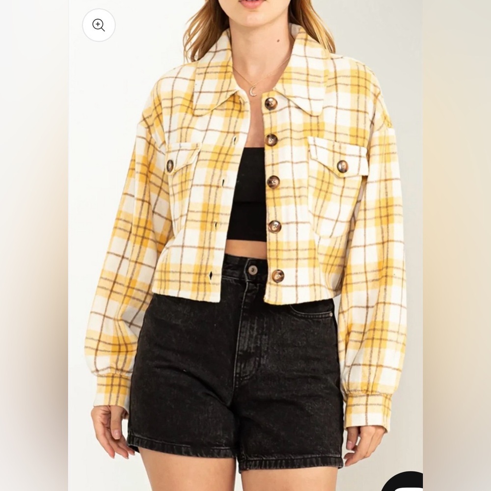 HYFVE Yellow Plaid Teddy Jacket